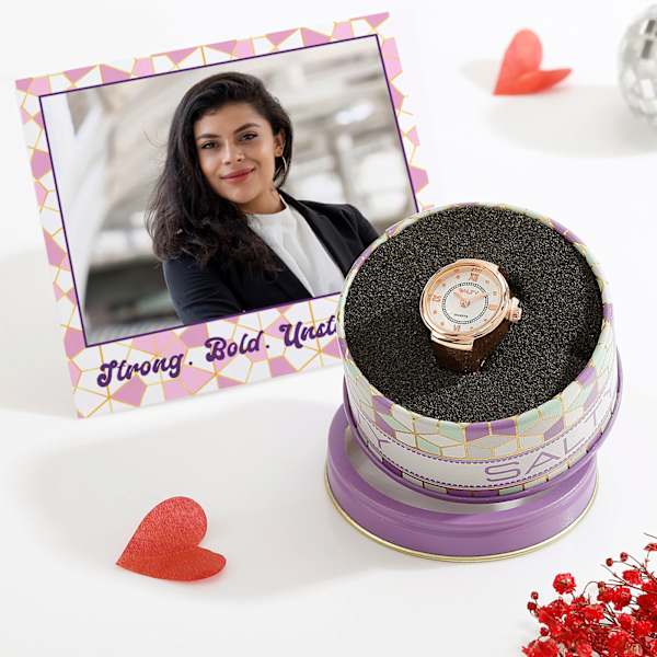 Personalized Rose Gold Finger Watch Combo For Her