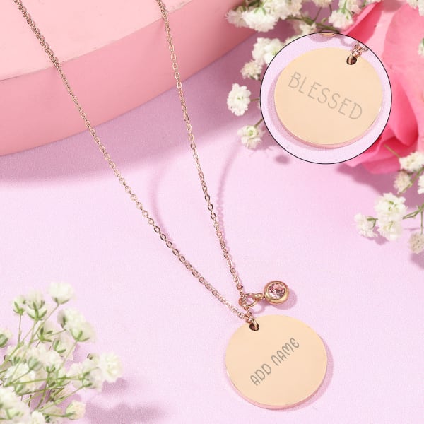 Personalized Rose Gold Pendant with Fancy Stone