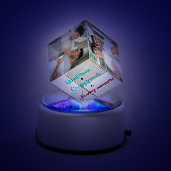 Personalized Rotating Crystal Cube for Friends - Boys
