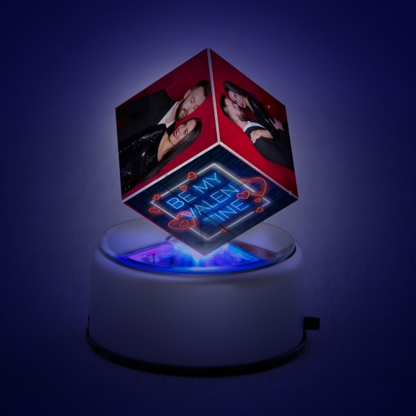 Personalized Rotating LED Cube for Valentine's Day