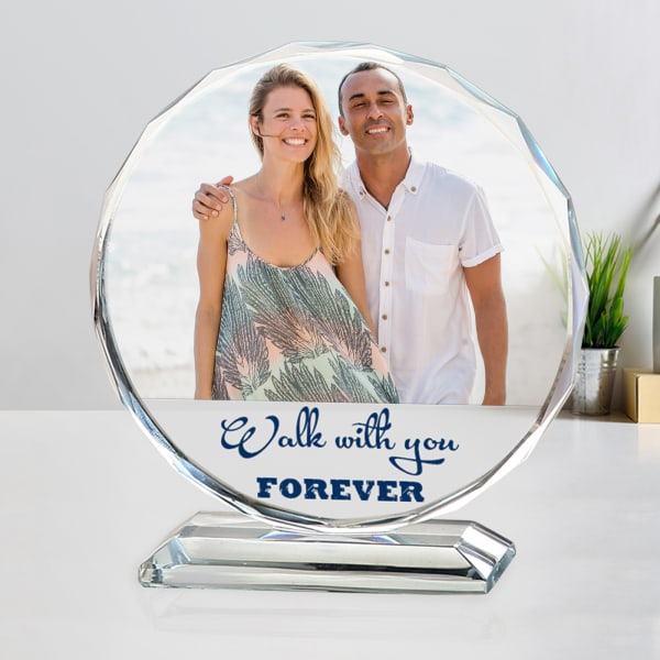 Personalized Round Crystal for Couple