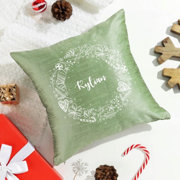 Personalized Sage Green Xmas Cushion Cover