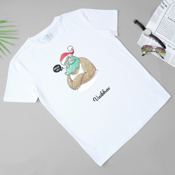 Personalized Santa T-shirt For Men - White