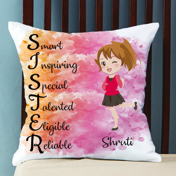 Personalized Satin Cushion for Sister