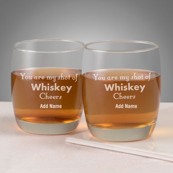 Personalized Set of 2 Classy Whiskey Glasses