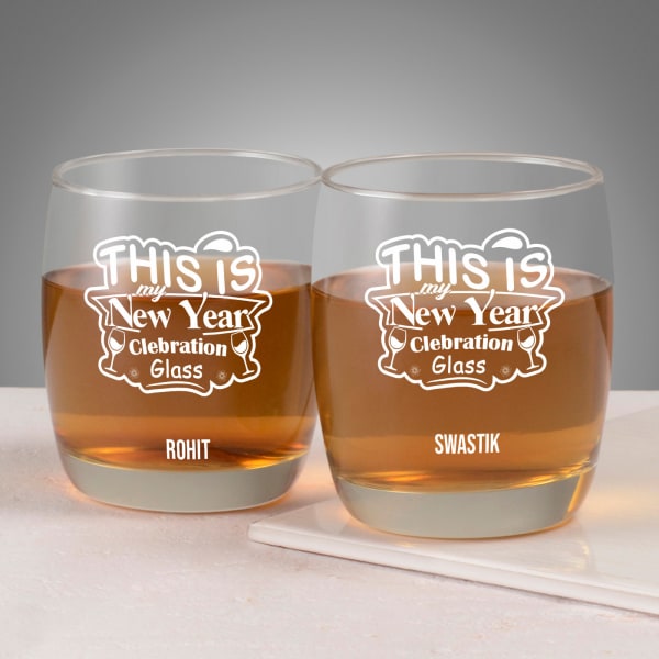 Personalized Set of 2 New Year Whiskey Glasses