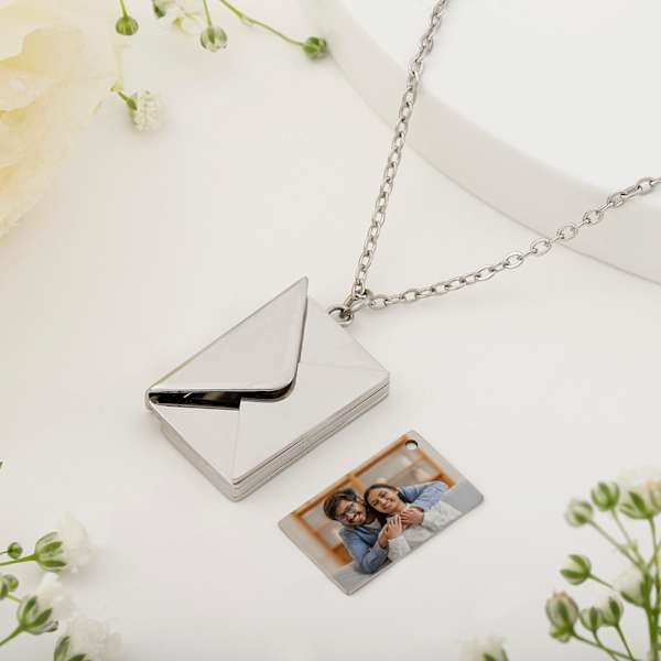 Personalized Silver Love Envelope Pendant