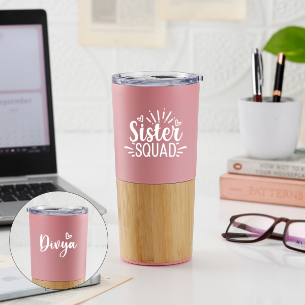 Personalized Sister Squad Pink Tumbler