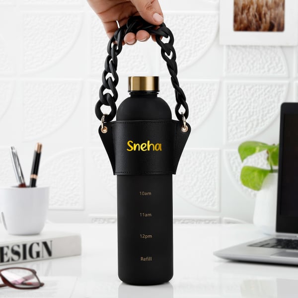 Personalized Sleek Matte Black Bottle