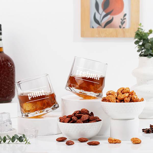 Personalized Spin And Sip Whiskey Glasses Set of 2