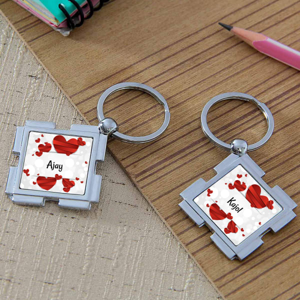 Personalized Square Keychain Set
