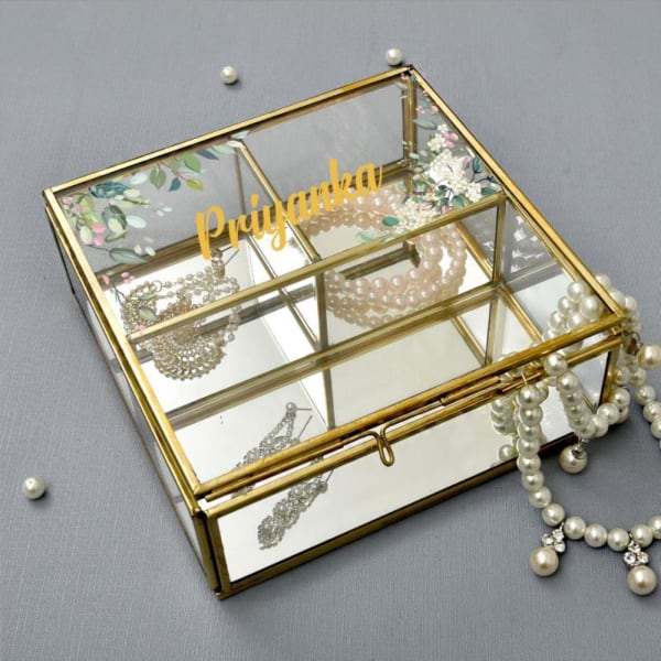 Personalized Square Shaped Glass Jewelry Box: Gift/Send Home and Living ...