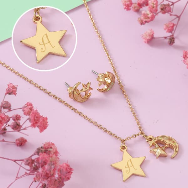 Personalized Star Pendant Set for Girls: Gift/Send Jewellery Gifts Online JVS1198081 |IGP.com