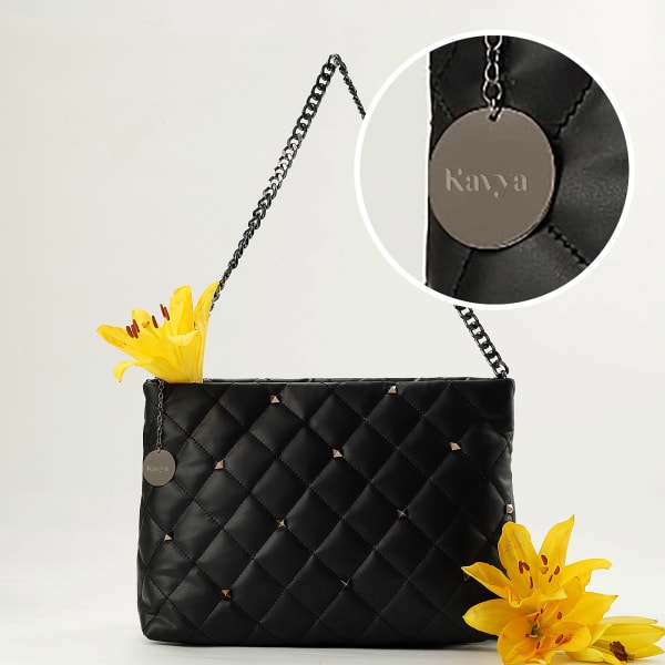 Personalized Star Studded Black Handbag