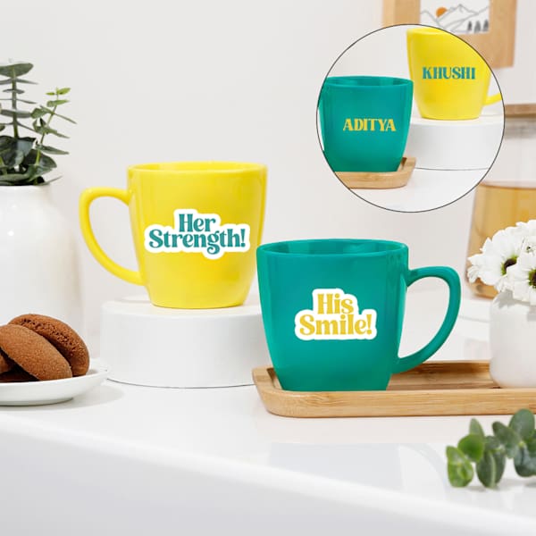 Personalized Strength And Smile Couples Cups - Set Of 2
