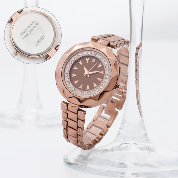 Personalized Studded Rose Gold Watch