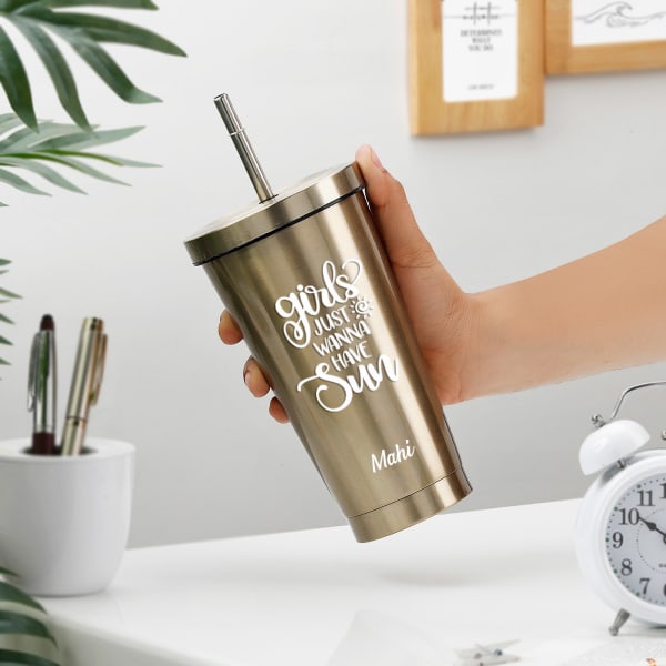 Personalized Sun-Kissed Serenity Golden Tumbler