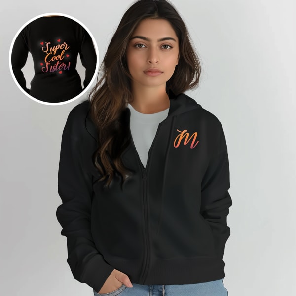 Personalized Super Cool Sister Hoodie - Black