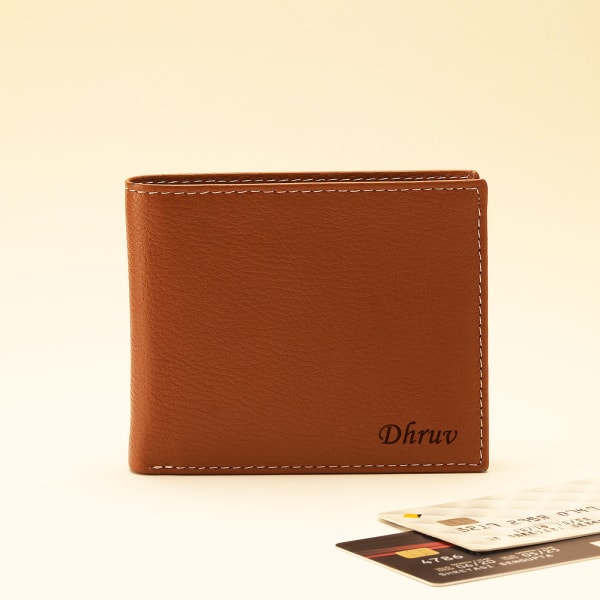Personalized Tan Leather Wallet For Men