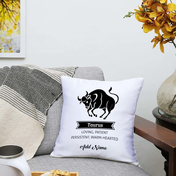 Personalized Taurus Satin Zodiac Cushion