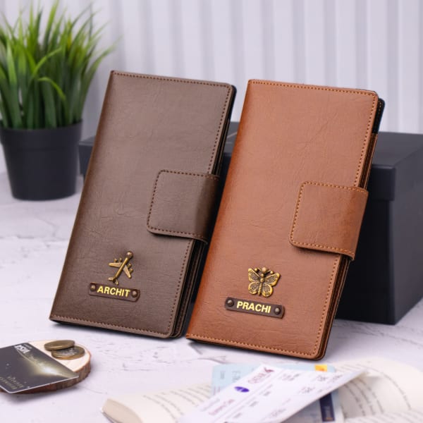 Personalized Travel Companion Essentials Duo - Tan and Brown