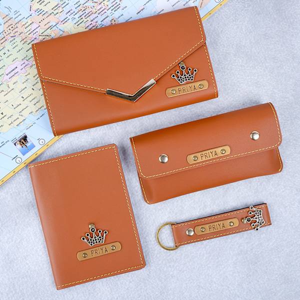 Personalized Travel Essentials Hamper For Her - Tan