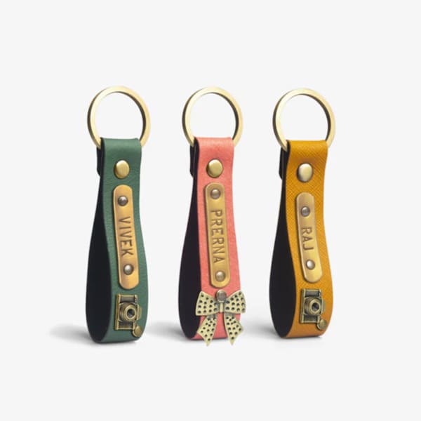 Personalized Vegan Leather Keychains - Set Of 3