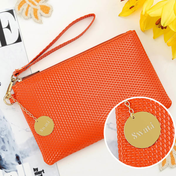 Personalized Wallet with Wristlet - Orange