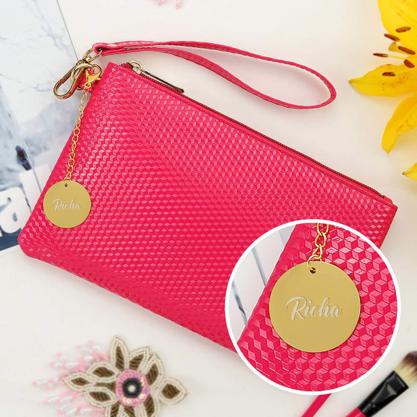 Personalized Wallet with Wristlet - Pink