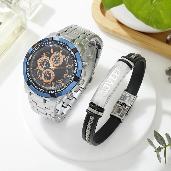 Personalized Watch And Bracelet Combo For Men