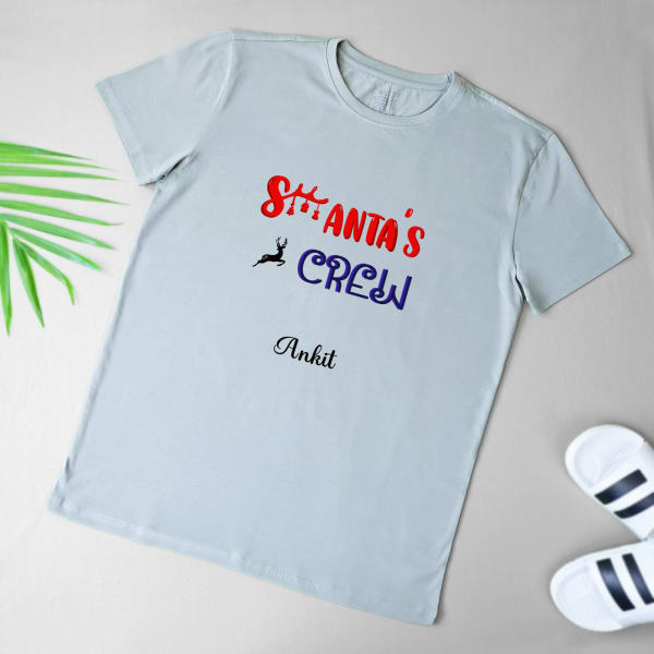 Personalized White Christmas T-shirt for Men - Sage Green