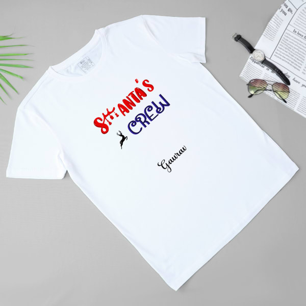 Personalized White Christmas T-shirt for Men - White