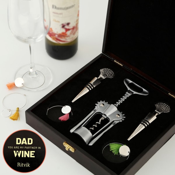 Personalized Wine Accessory Set For Dad