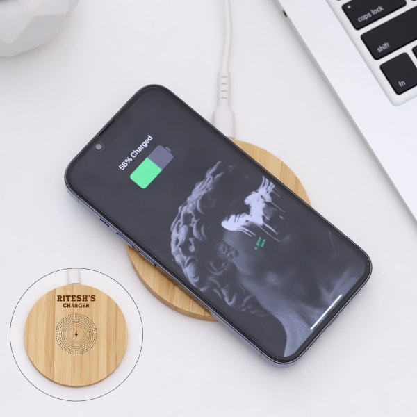 Personalized Wireless Bamboo Charger