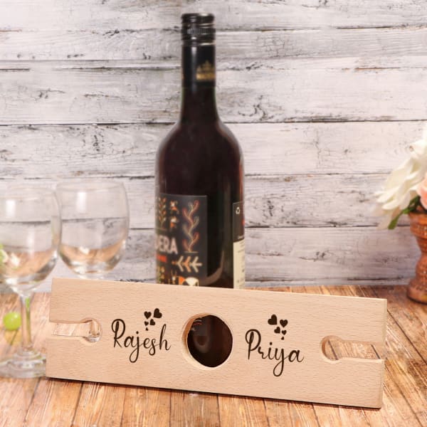 Personalized with Names Wooden Wine Bottle Holder