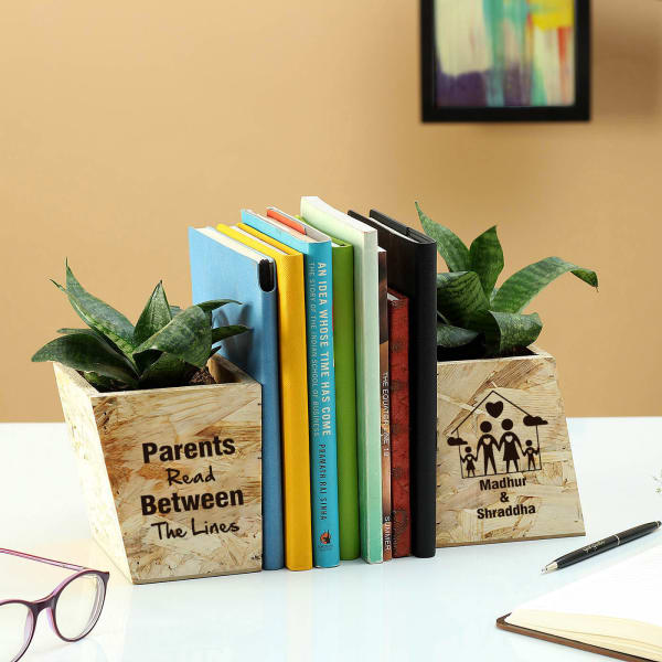 Personalized Wooden Bookends for Parents