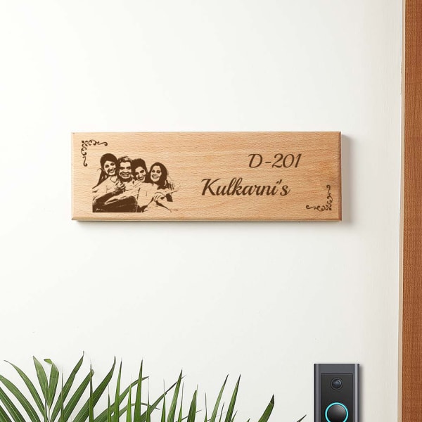 Personalized Wooden Name Plate with Family Photo