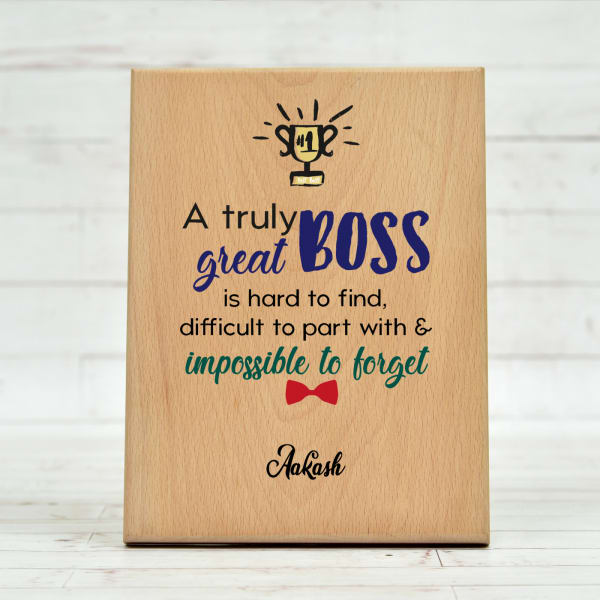 Personalized Wooden Plaque for Boss