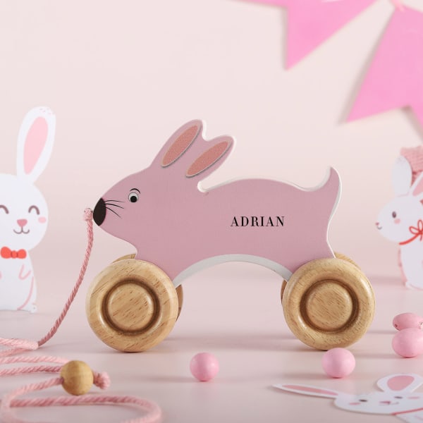 Personalized Wooden Pull-along Bunny Toy