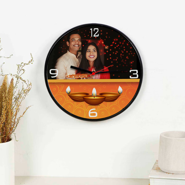 Personalized Wooden Wall Clock For Diwali