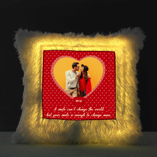 Personalized Your Smile Is Love LED Fur Cushion