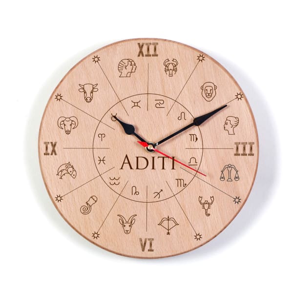 Personalized Zodiac Signs Wooden Wall Clock