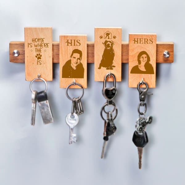 Pet Lover Personalized Wooden Key Holder
