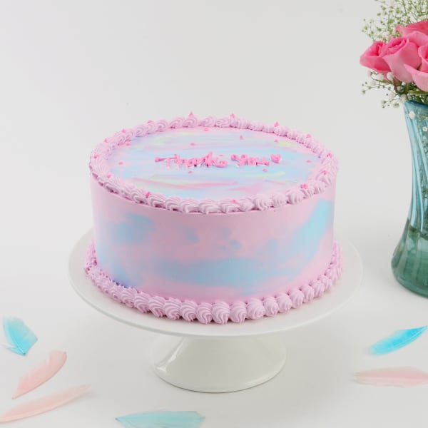 Pink and Blue Cream Cake (1 Kg)