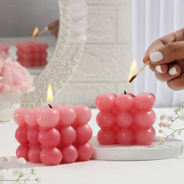Pink Bubble Candle - Set Of 2