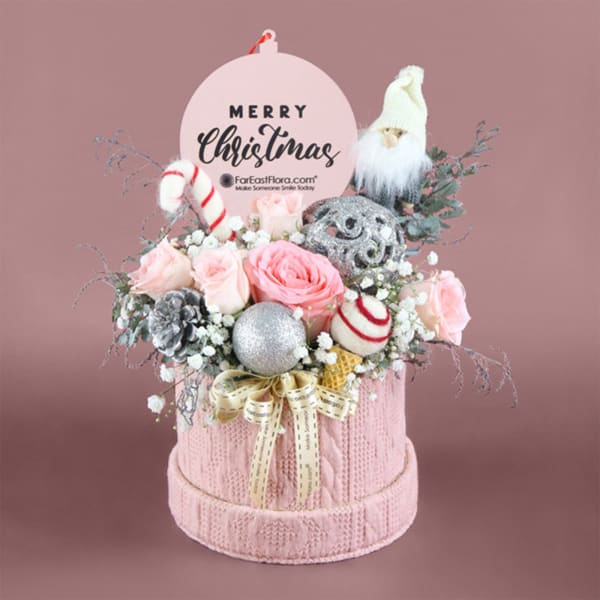 Pink Frosty Christmas  Table Flowers
