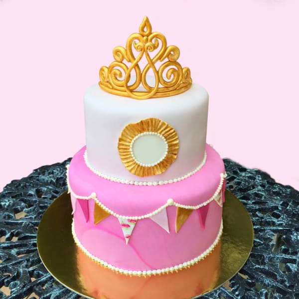 Pink & Gold Princess Fondant Cake (3.5 Kg)