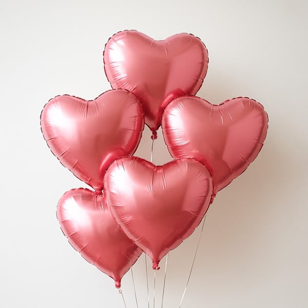 Pink Heart Foil Balloons-Set Of 5
