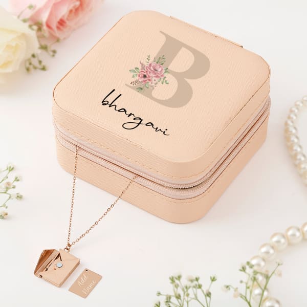 Pink Mini Jewellery Organizer With Envelope Pendant - Personalized