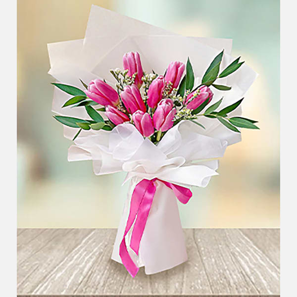Pink n Bright Tulip Bouquet